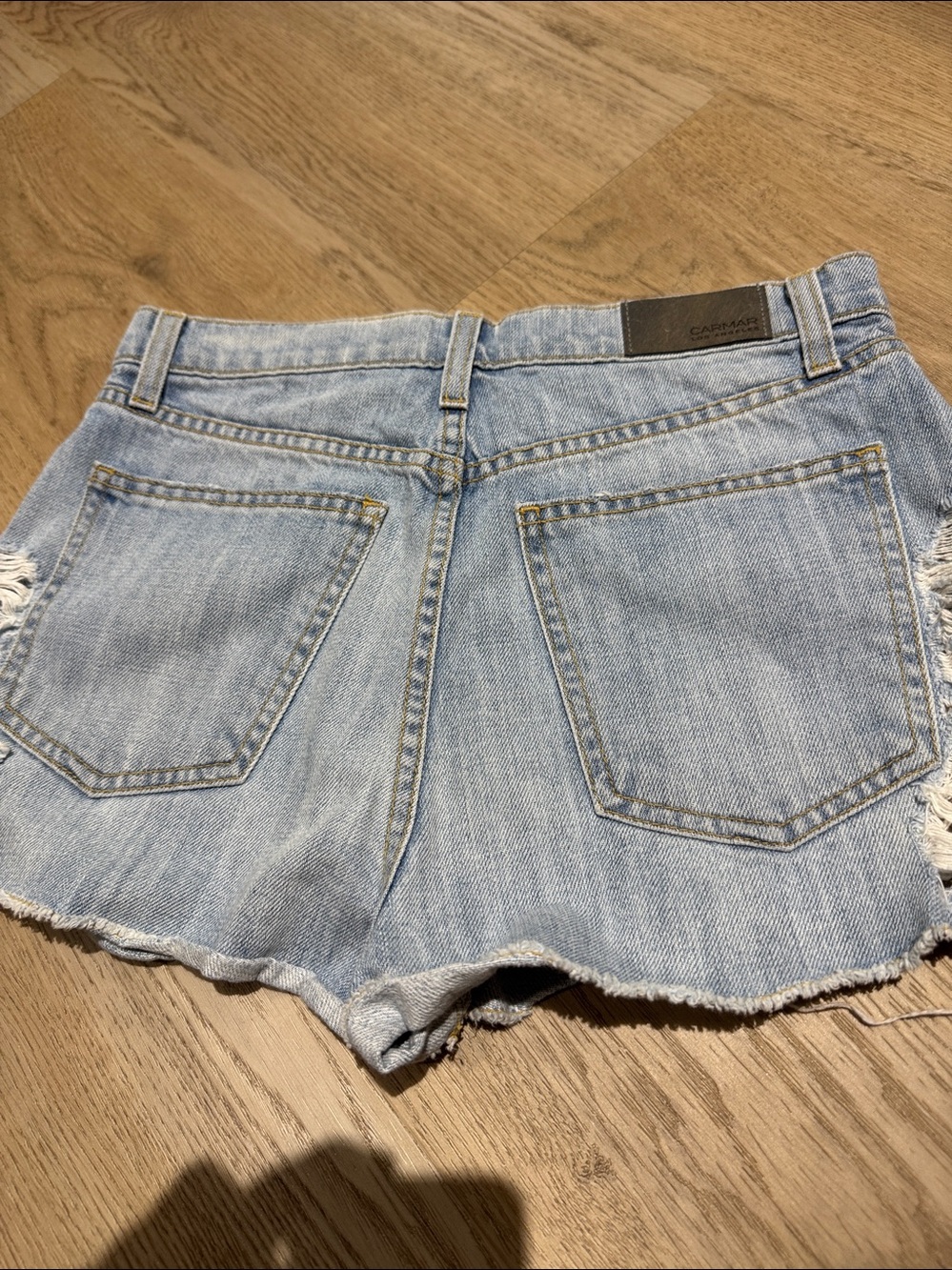 Carmar Light Blue Distressed High-Rise Denim Shorts - Picture 3 of 5